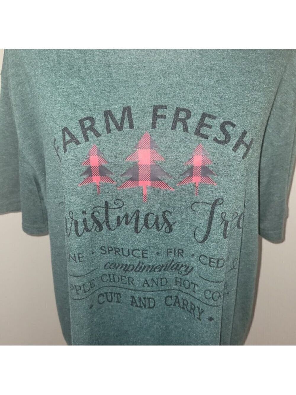 Merry Christmas 2 Short Sleeve T-Shirt Gray & Green Xmas Women's Size XL - Picture 11 of 16